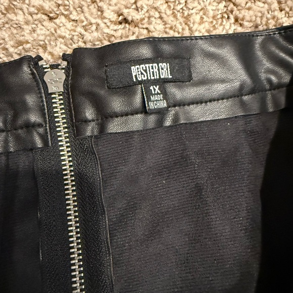 Black Faux Leather Dolls Kill Skirt with Belt and Pocket - Picture 5 of 5